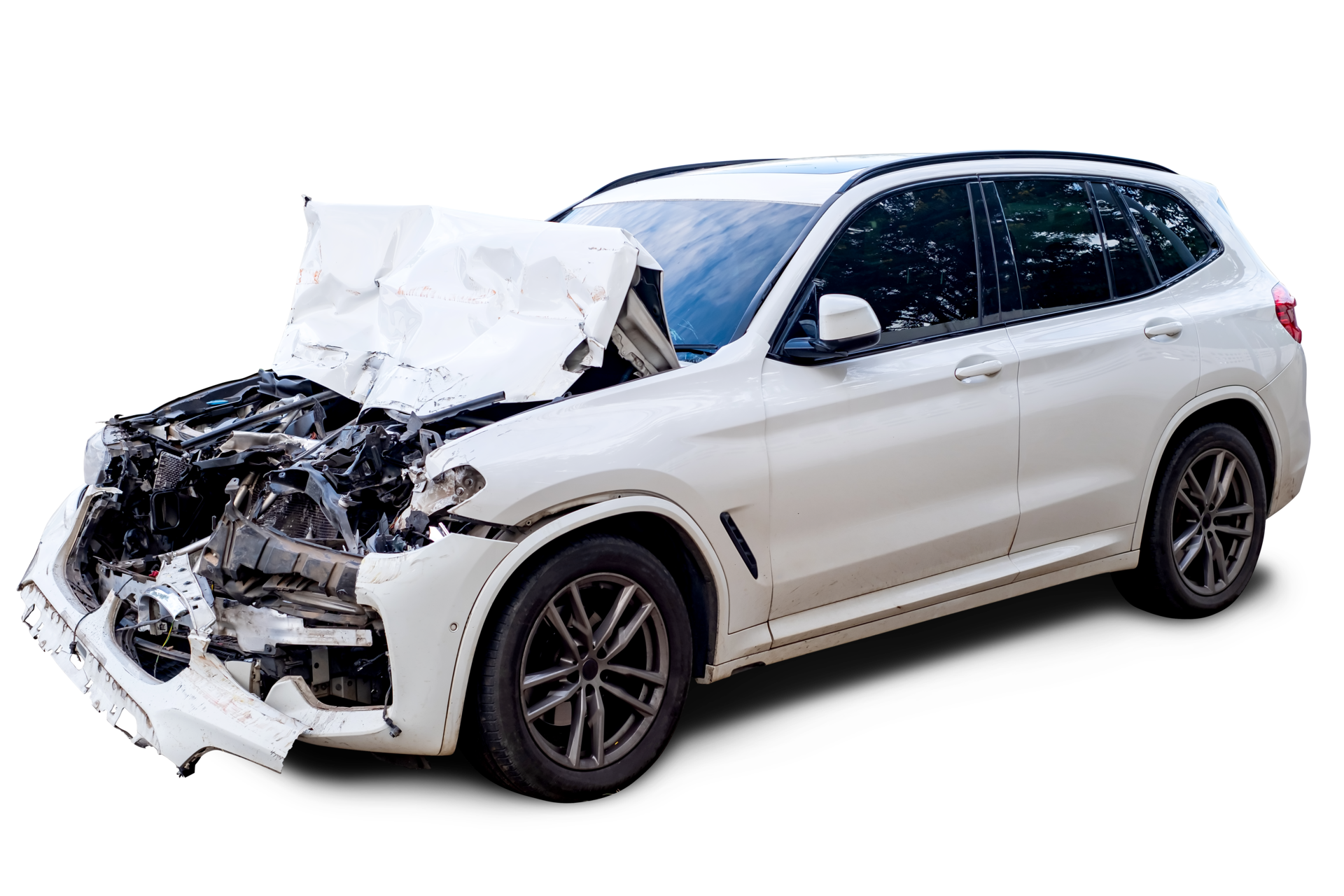 format-full-body-front-and-side-view-of-white-car-get-damaged-by-accident-on-the-road-damaged-cars-after-collision-isolated-on-transparent-background-car-crash-broken-png